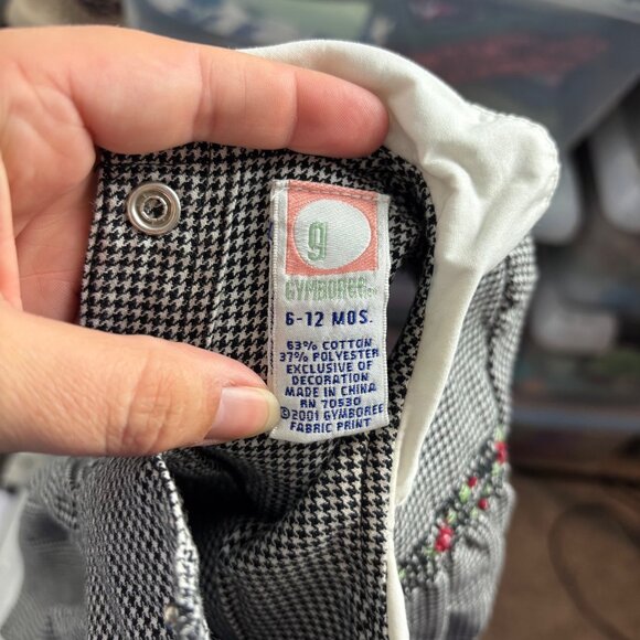 Vintage Gymboree Baby Girls 6-12 Months Black & White Houndstooth Dress W/ Bloom - Picture 6 of 6